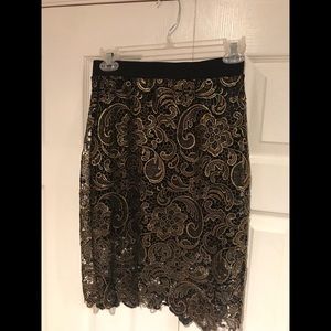 Small Gold Black Lace Crochet Flower Women's Skirt